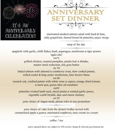 32 Mansion Anniversary Set Dinner