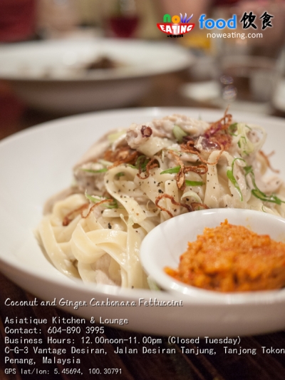 Coconut and Ginger Carbonara Fettuccini