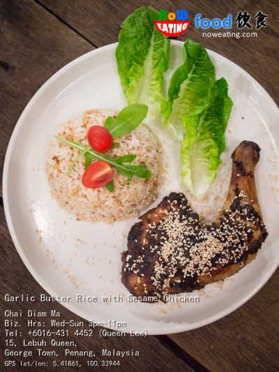 Garlic Butter Rice with Sesame Chicken