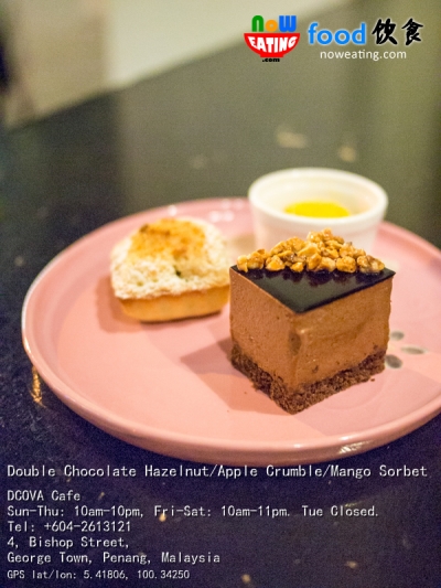Double Chocolate Hazelnut/Apple Crumble/Mango Sorbet