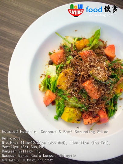 Roasted Pumpkin, Coconut & Beef Serunding Salad