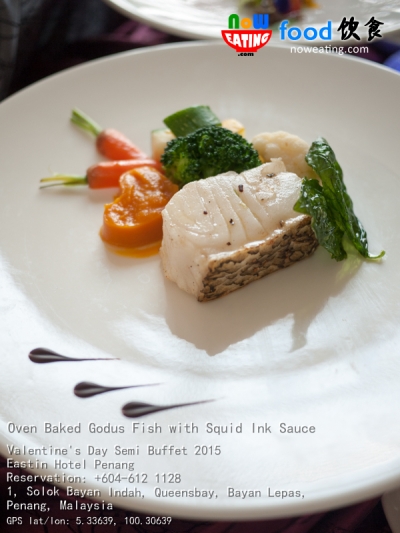 Oven Baked Godus Fish with Squid Ink Sauce