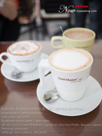 Latte, Cappuccino & GC White Coffee