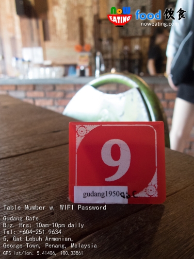 Table Number w. WIFI Password