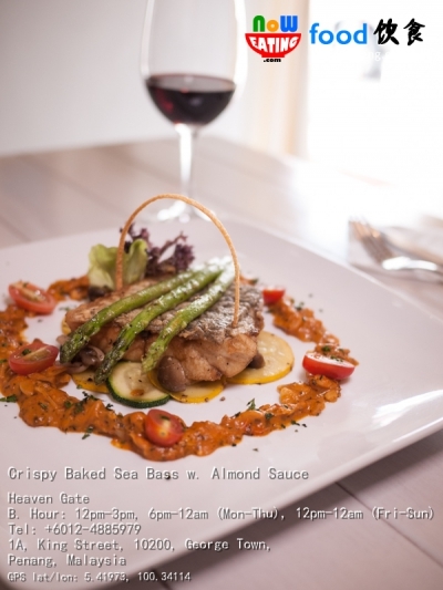 Crispy Baked Sea Bass w. Almond Sauce