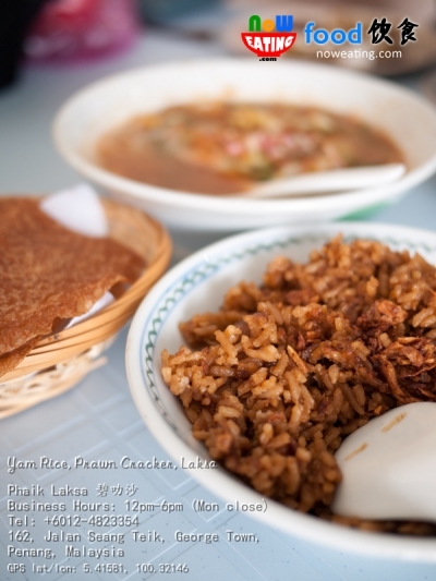 Yam Rice, Prawn Cracker, Laksa