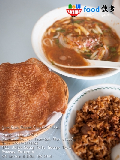 Yam Rice, Prawn Cracker, Laksa