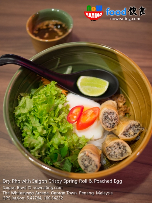 Dry Pho with Saigon Crispy Spring Roll & Poached Egg