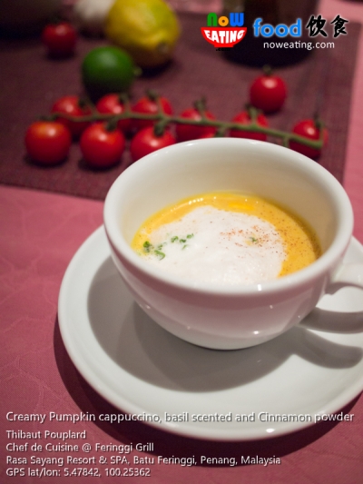 Creamy Pumpkin cappuccino, basil scented and Cinnamon powder