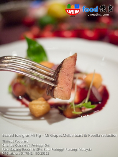 Seared foie gras,Mi Fig - Mi Grapes,Melba toast & Rosella reduction